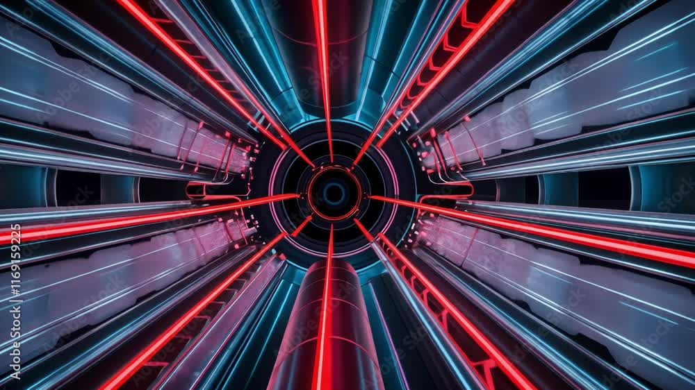 Aufkleber an abstract tunnel with vibrant neon lights creates a futuristic and immersive visual experience wit