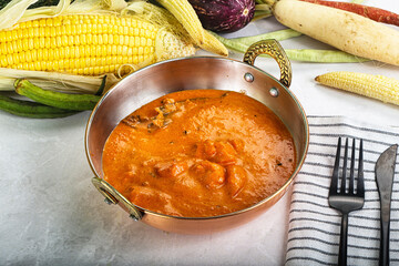 Indian cuisine - spicy prawn masala