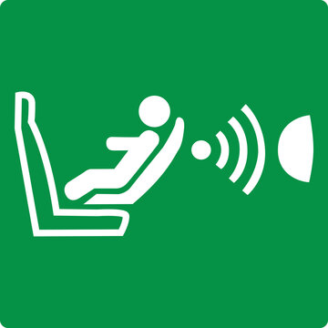 Child seat presence and orientation detection system CPOD. System automatically detects whether the child seat is installed correctly and also signals the presence a child in the seat. Iso 7010.