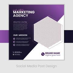 Digital marketing agency and corporate social media post or square web banner template
