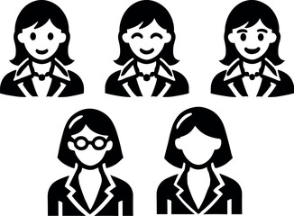 Set of professional avatar icons featuring business and office women