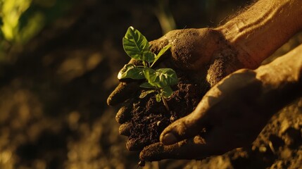 hold young tree ready to grow in fertile soil, prepare for plant and reduce global warming, Save world environment , save life, Plant a tree world environment day, sustainable , volunteer