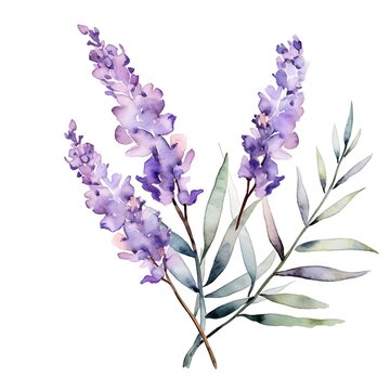recommend clip art: Lavender Watercolor Bouquet: A delicate and elegant watercolor illustration of a lavender bouquet, featuring purple flowers and green leaves.