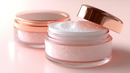 Beauty cream product display studio setting cosmetic photography soft lighting close-up view skincare concept
