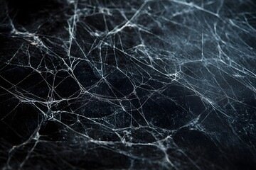 Intricate spider web pattern in dark setting
