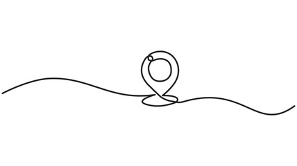 Obraz premium Location Continuous One Line Drawing, Hand drawn vector art