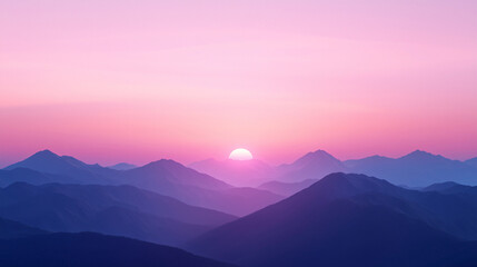 Obraz premium vibrant sunset illuminating mountain range creates serene atmosphere. soft pink and purple hues blend beautifully, enhancing natural landscape tranquility