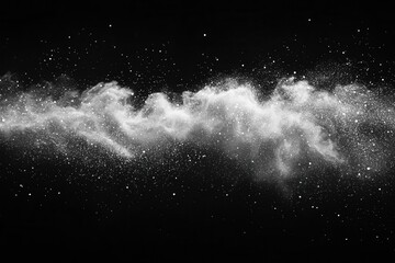swirling white dust stream creating a dynamic abstract visual effect against a stark black background evoking a sense of movement and artistic expression in a minimalist style