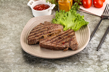 Delicus grilled beef steak with sauce