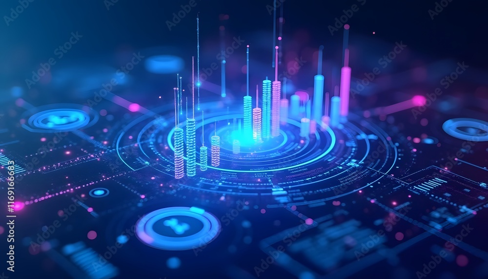 Poster blue abstract artificial intelligence wallpaper with glowing data streams and futuristic design