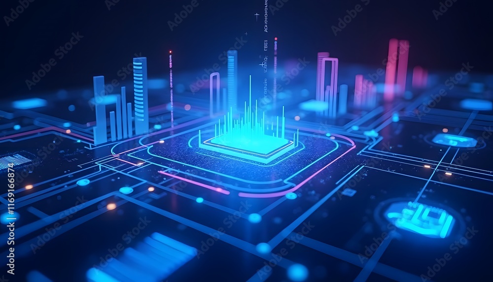 Aufkleber blue abstract artificial intelligence wallpaper with glowing data streams and futuristic design