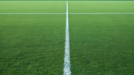 Obraz premium Green Field with White Center Line Marking