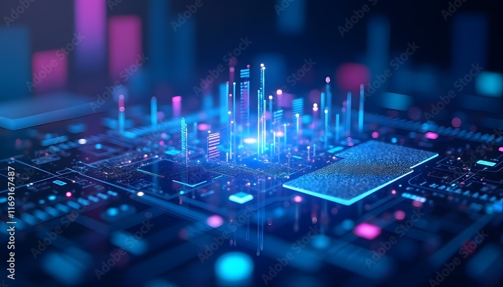 Aufkleber blue abstract artificial intelligence wallpaper with glowing data streams and futuristic design