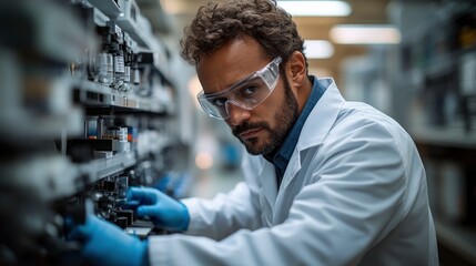 Obraz premium Scientists working with mass spectrometry equipment for compound analysis