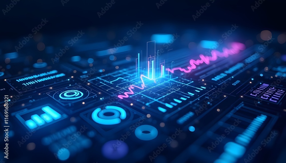 Poster blue abstract artificial intelligence wallpaper with glowing data streams and futuristic design