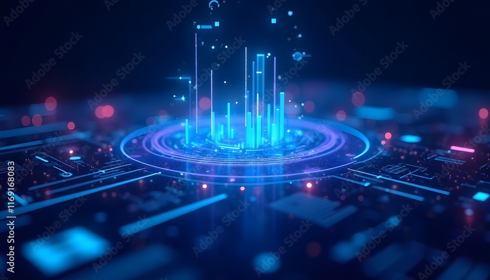 Poster blue abstract artificial intelligence wallpaper with glowing data streams and futuristic design