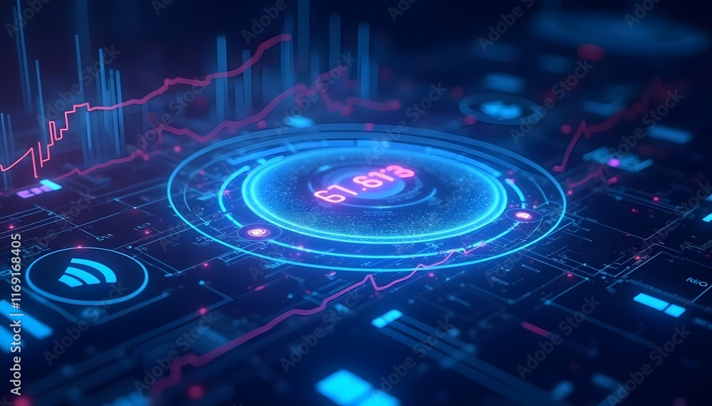 Poster blue abstract artificial intelligence wallpaper with glowing data streams and futuristic design