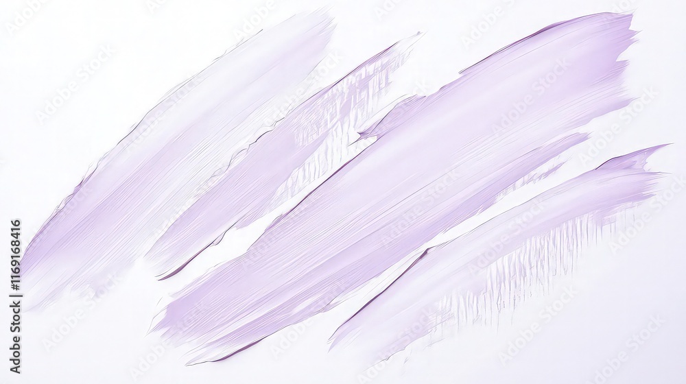 Poster a minimalist white background with a few broad, sweeping brushstrokes in muted lavender. the strokes
