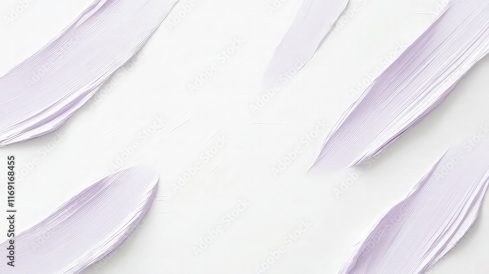 Poster a minimalist white background with a few broad, sweeping brushstrokes in muted lavender. the strokes