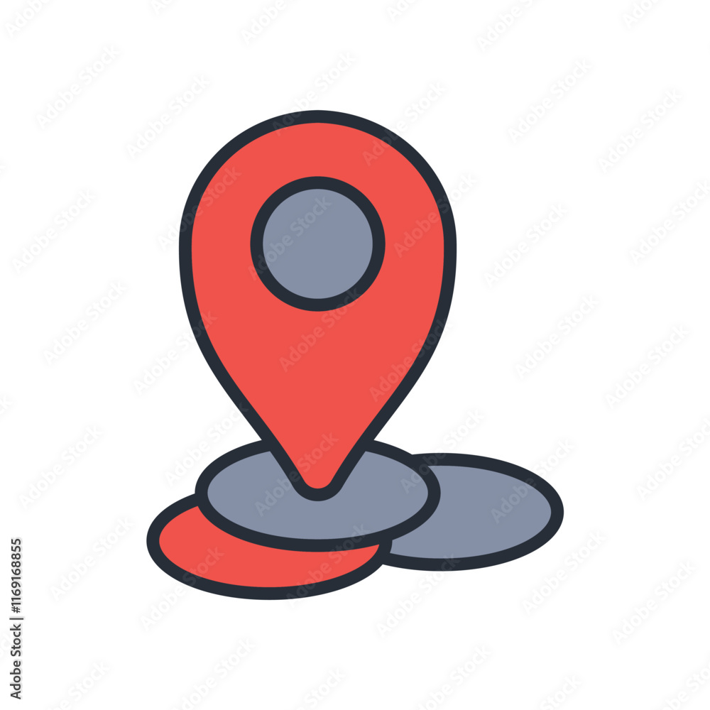Poster map marker icon. vector.editable stroke.linear style sign for use web design,logo.symbol illustratio