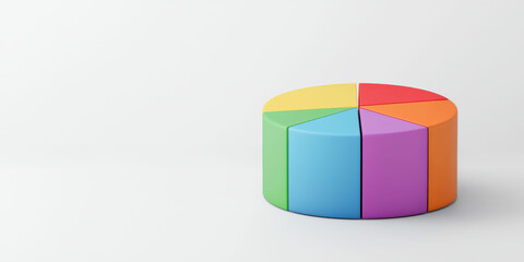 Fototapeta premium Financial Planning. A colorful pie chart model placed on a white background, representing data visualization and analysis concepts.