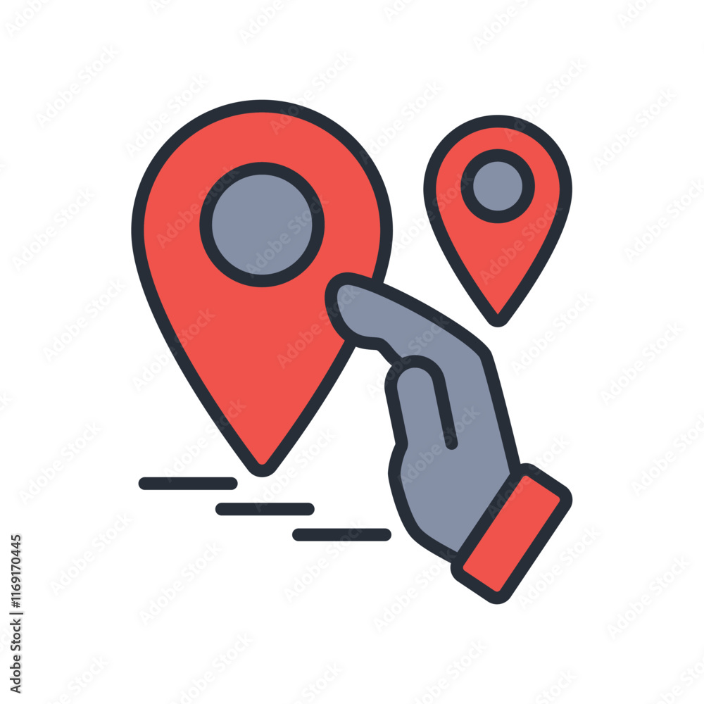 Poster map point icon. vector.editable stroke.linear style sign for use web design,logo.symbol illustration
