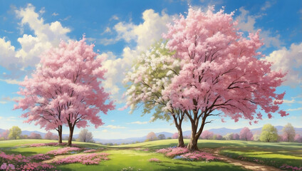 Fototapeta premium A Lively Spring Landscape Showcasing Stunning Colors and Natural Beauty