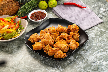 Golden crispy Breaded calamari snack