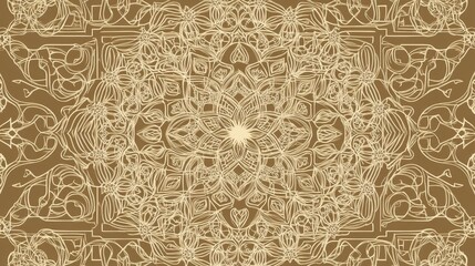 Obraz premium Intricate geometric pattern with floral motifs and a central glow, evoking harmony and balance.