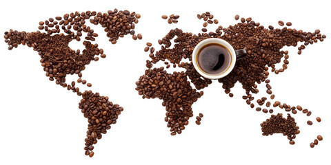 world map made of coffee beans with a cup of coffe.png