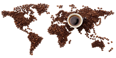world map made of coffee beans with a cup of coffe.png
