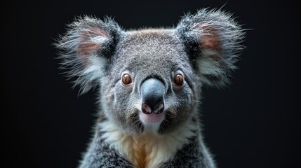 Fototapeta premium koala isolated on black background close up