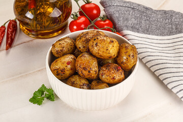 Baked mini potato with herbs