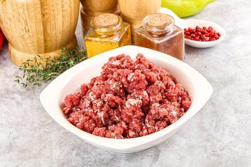 Raw beef minced meat for cooking