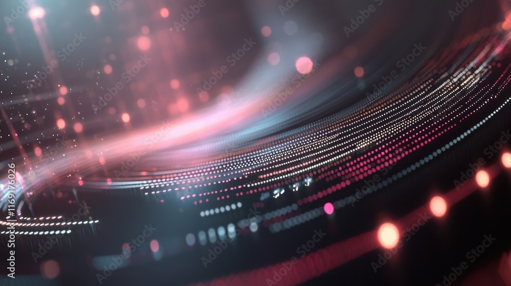 Poster dynamic light waves abstract digital space visual art vibrant environment close-up perspective motio