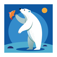 Polar bear animals vector on white background