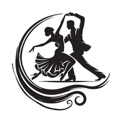 Bachata Silhouette Vector Illustration, Solid White Background.