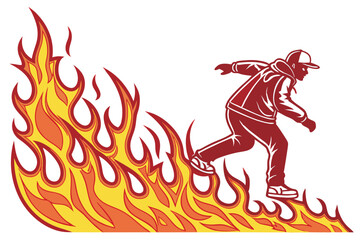 A bold and dynamic flame fire border frame, with sharp, jagged edges and a glowing, fiery gradient effect, suitable for a vector clipart template