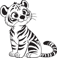 Fototapeta premium cute-tiger-cub-silhouette-vector 