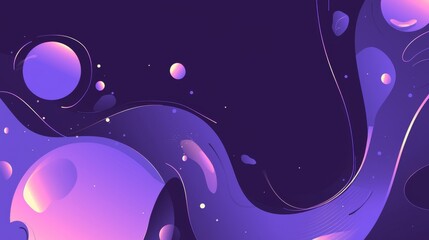 Abstract Fluid Shapes Flowing in a Dark Purple Cosmos..