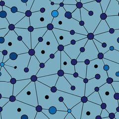 Connected dots background seamless pattern. Vector illustration.
