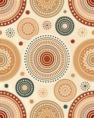 Fototapeta premium Repeating Pattern of Abstract Tribal Circles: A Geometric and Ethnic Design