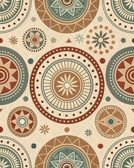 Repeating Pattern of Abstract Tribal Circles: A Geometric and Ethnic Design