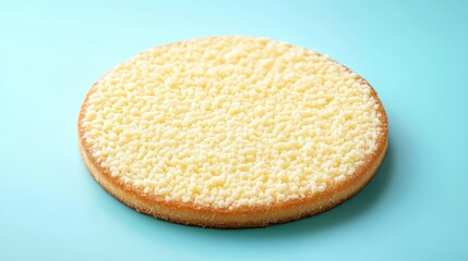 Round cake with a textured yellow topping.