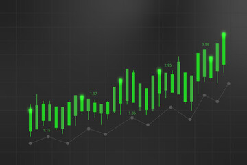 Green Stock Market Background with Trading Graph. Finance Banner Vector Illustration