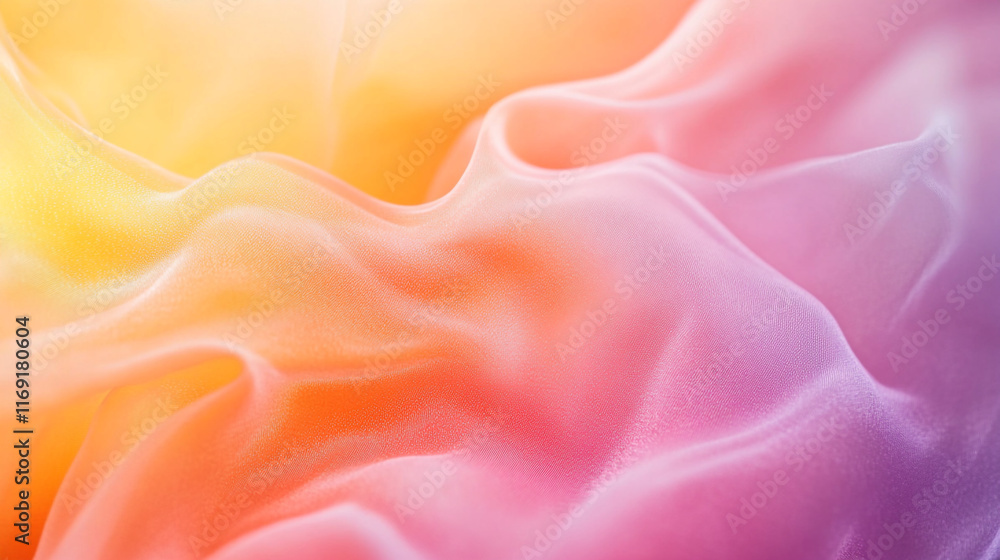 Poster colorful fabric waves create a serene backdrop of soft textures and gentle hues in a calm setting