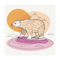 Polar bear animals vector on white background