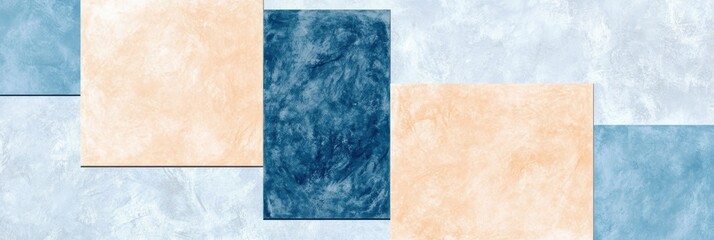 Fototapeta premium 青とベージュのテクスチャが織りなす抽象的なデザインが印象的なアート