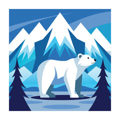 Polar bear animals vector on white background