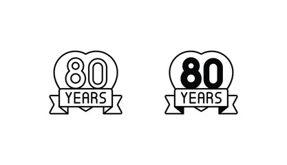 80 year icon design with white background stock illustration